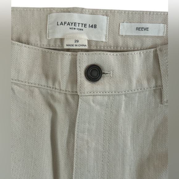 Lafayette 148 New York Reeve High Waist Ankle Straight Leg Jeans in washed Ecru - Picture 4 of 8